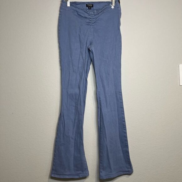 Playboy Women's Size 27 Blue and Purple Flare low-rise raw hem Jeans logo Boho - Picture 1 of 7